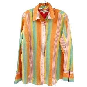 Tommy Hilfiger Vtg Women's 16 Collared Pastel Top